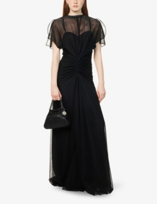 VICTORIA BECKHAM: Gathered-waist sheer mesh maxi dress