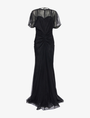 VICTORIA BECKHAM: Gathered-waist sheer mesh maxi dress