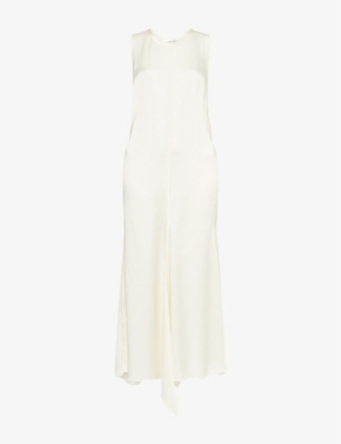 VICTORIA BECKHAM: Pleated asymmetric crepe midi dress
