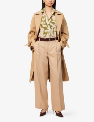 VICTORIA BECKHAM: Pleated Wide-Leg Wool-Blend Trousers