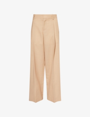 VICTORIA BECKHAM: Pleated Wide-Leg Wool-Blend Trousers
