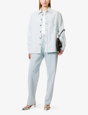 VICTORIA BECKHAM: Relaxed-Fit Embossed-Branding Cotton-Denim Shirt