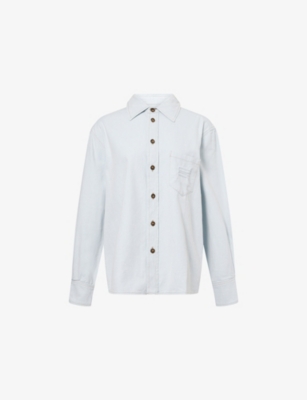 VICTORIA BECKHAM: Relaxed-Fit Embossed-Branding Cotton-Denim Shirt