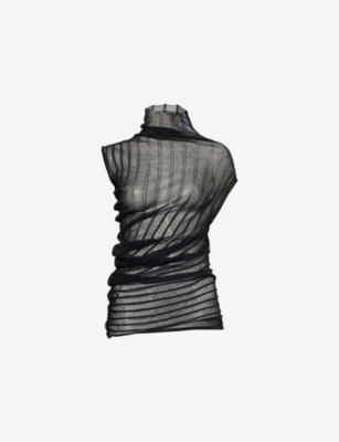 VICTORIA BECKHAM: Asymmetric Semi-Sheer Cotton-Blend Top