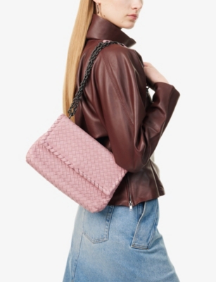 RESELFRIDGES: Pre-Loved Bottega Veneta Small Olympia Intrecciato Leather Shoulder Bag