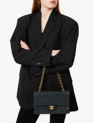RESELFRIDGES: Pre-Loved Chanel Medium Classic Double Flap Leather Shoulder Bag