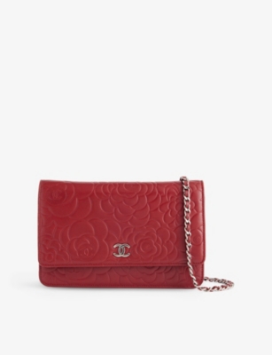 RESELFRIDGES: Pre-Loved Chanel Floral-Quilted Leather Wallet-on-Chain