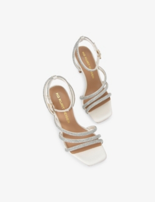 Kg Kurt Geiger Womens  Savanna Rhinestone-embellished Satin Heeled Sandals In Bone