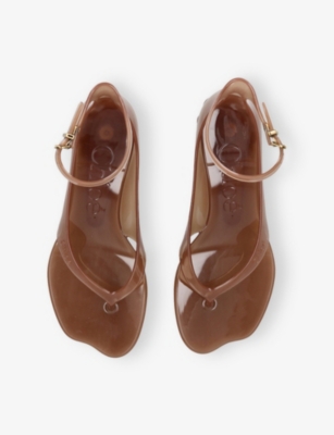 Chloé Jelly Brown Sandals With Logo Imprinted On The Side And Ankle Buckle Closure In Tpu Woman In Neutral