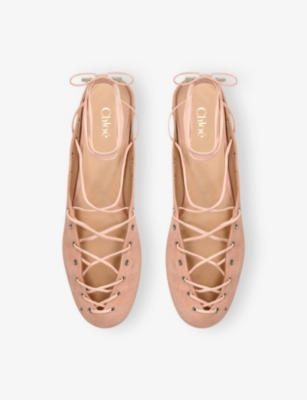 CHLOÉ WOMENS PALE PINK GHILLIES LEATHER BALLERINA FLATS EUR 39 / 6 UK 