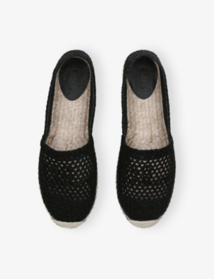 CHLOE: Isla Logo-Embossed Crochet Espadrilles