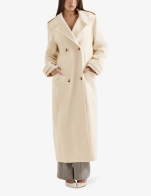 Sander Funnel-Neck Double-Breasted Woven Coat