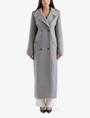 Sander Funnel-Neck Double-Breasted Woven Coat
