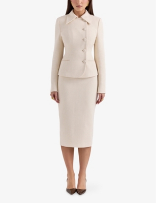 Misha Button-Front Boucle Blazer