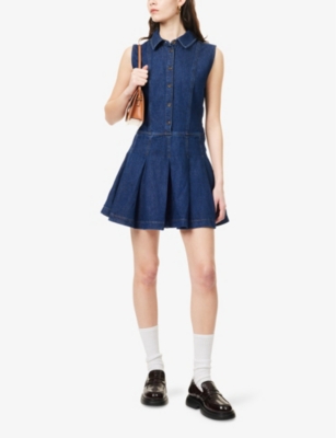 REFORMATION: Arella pleated denim mini dress