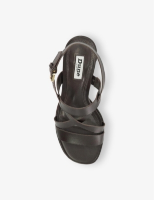 DUNE: Juneo Leather Block-Heel Sandals