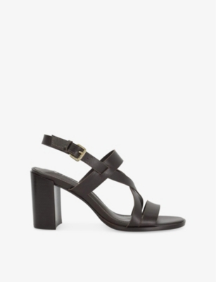 DUNE: Juneo Leather Block-Heel Sandals