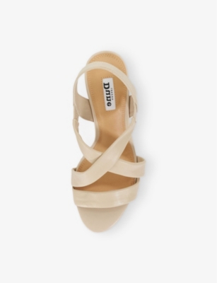 Dune Womens  Kamies Cork Leather Wedge Sandals In Ecru Leather