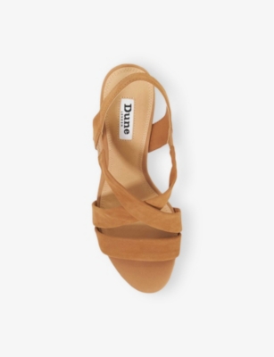 Dune Womens  Kamies Cork Leather Wedge Sandals In Tan Nubuck