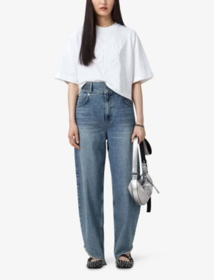 Allsaints Womens Lottie Logo-embroidered Short-sleeve Cotton T-shirt Optic White In White