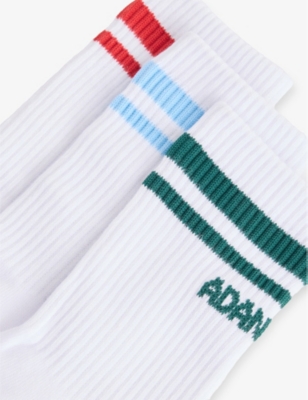 ADANOLA: Stripe Pack of Three Cotton-Blend Sports Socks