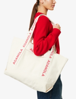 ADANOLA: Branded Strap Cotton Tote Bag