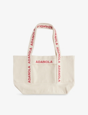 ADANOLA: Branded Strap Cotton Tote Bag