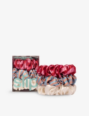 SLIP: Large Assorted Silk Scrunchies Pack of Three