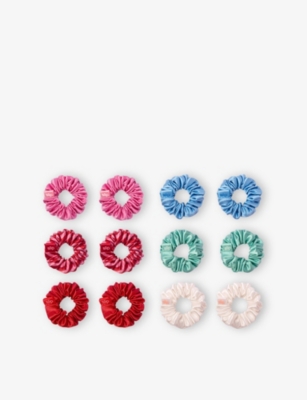Slip Sundown Mini Assorted Silk Scrunchies Pack Of 12 In Sundown
