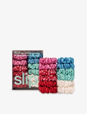 SLIP: Mini Assorted Silk Scrunchies Pack of 12