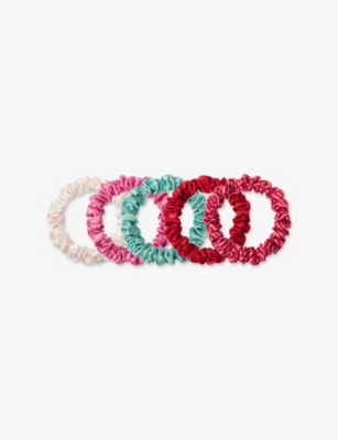 Slip Midi Assorted Silk Scrunchies Pack Of Five Gelati In Gelati
