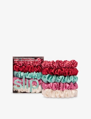 SLIP: Midi Assorted Silk Scrunchies Pack of Five