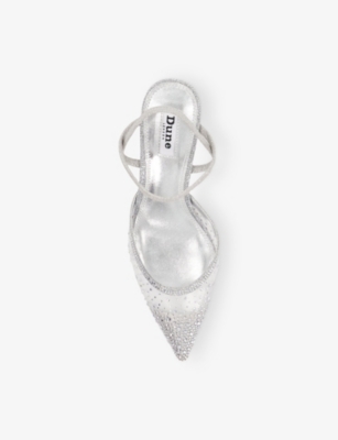 DUNE WOMENS SILVER SYNTHETIC CHARISMATIC MESH SLING-BACK COURTS EUR 40 / 7 UK 