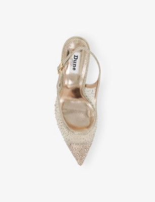 DUNE: Compassionate Rhinestone-Embellished Mesh Slingback Courts