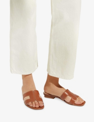 Dune Womens  Loupe Wide-fit Leather Sandals In Tan Leather