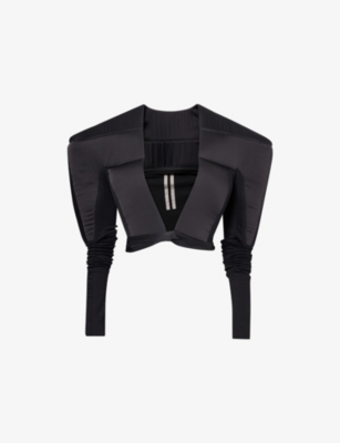 RICK OWENS: Exaggerated-Shoulder Washed-Charmeuse Top
