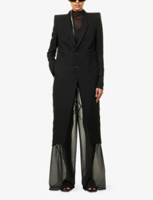 RICK OWENS: Fogpocket Neue Notch-Lapels Silk Coat