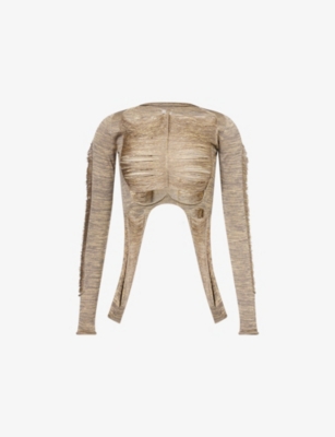 RICK OWENS: Tanja LS Fringed Wool-Blend Top