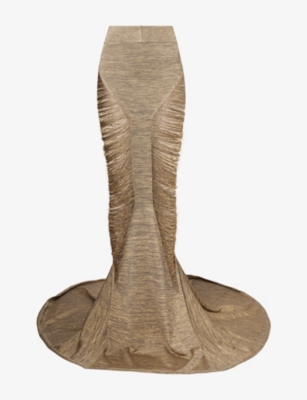 RICK OWENS: Tanja Asymmetric Wool-Blend Maxi Skirt