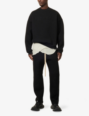 Fear Of God Black Crewneck Sweater With Tonal Logo Lettering Embroidery On The Front In Black