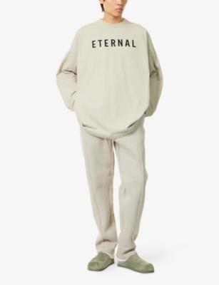 Fear Of God Grey T-shirt With Eternal Print On The Front And Logo Patch On The Back In Dove Grey