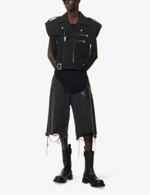 RICK OWENS: Jumbo Bauhaus Stooges Cropped Woven Jacket