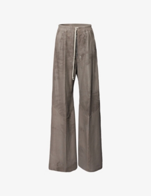RICK OWENS: Bela Eyelet-Embellished Wide-Leg Leather Trousers