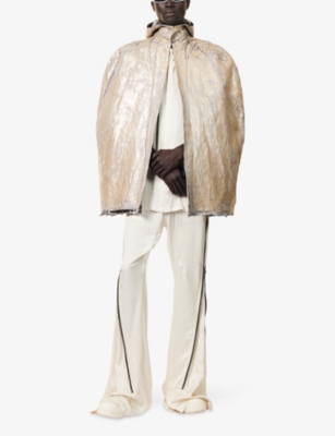 RICK OWENS: Pville Cropped Hooded Denim Cape
