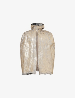 RICK OWENS: Pville Cropped Hooded Denim Cape