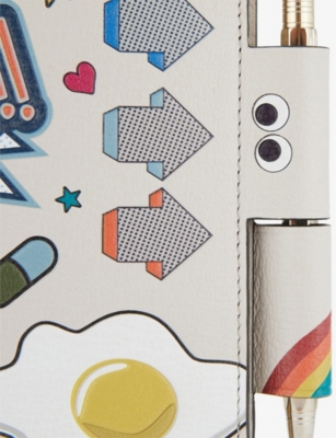 ANYA HINDMARCH: All-Over Stickers Graphic Leather A5 Journal
