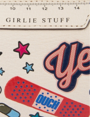 ANYA HINDMARCH: All-Over Stickers Graphic Girlie Stuff Leather Pouch