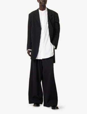 YOHJI YAMAMOTO: Asymmetric Buttoned-Panels Wool Blazer