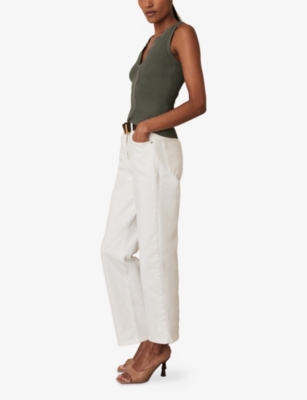 Reiss Womens Khaki Green Lanette Ribbed Knitted Vest Top