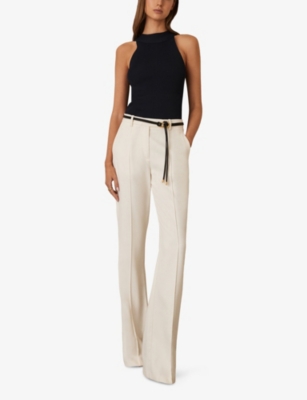 Reiss Womens Navy Lacey High-neck Rib Knit Vest In Black